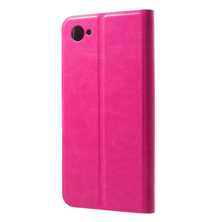 Crazy Horse Wallet Magnetic Stand Leather Cover (Built-in Steel Sheet) for HTC Desire 12 - Rose-2