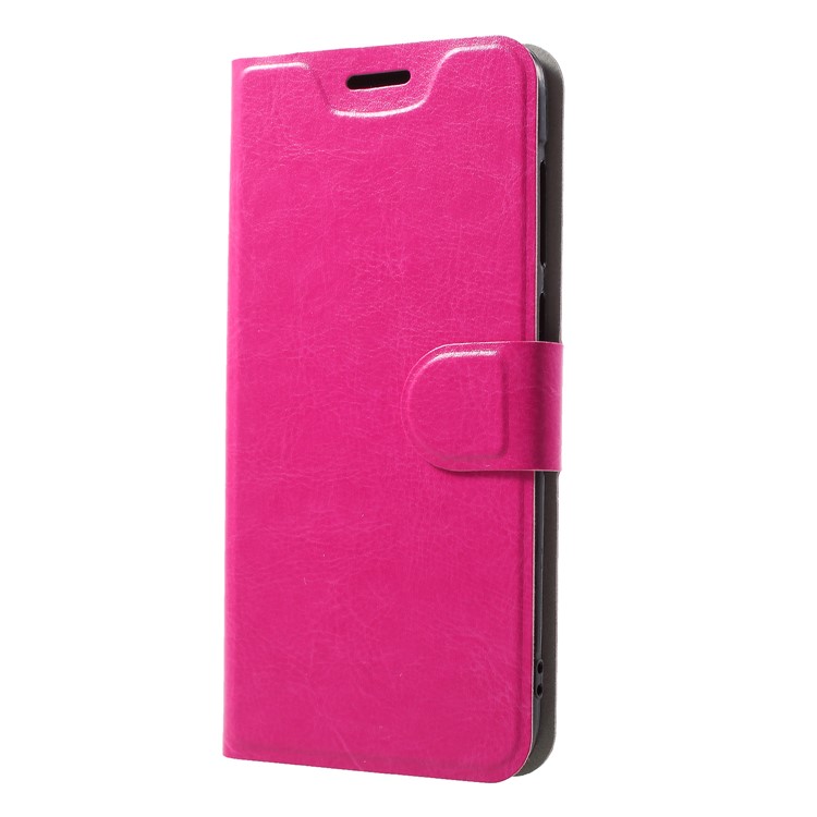 Crazy Horse Wallet Magnetic Stand Leather Cover (Built-in Steel Sheet) for HTC Desire 12 - Rose-3