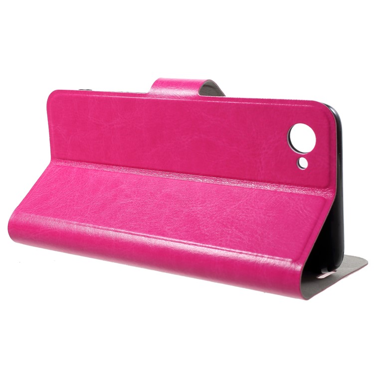 Crazy Horse Wallet Magnetic Stand Leather Cover (Built-in Steel Sheet) for HTC Desire 12 - Rose-4