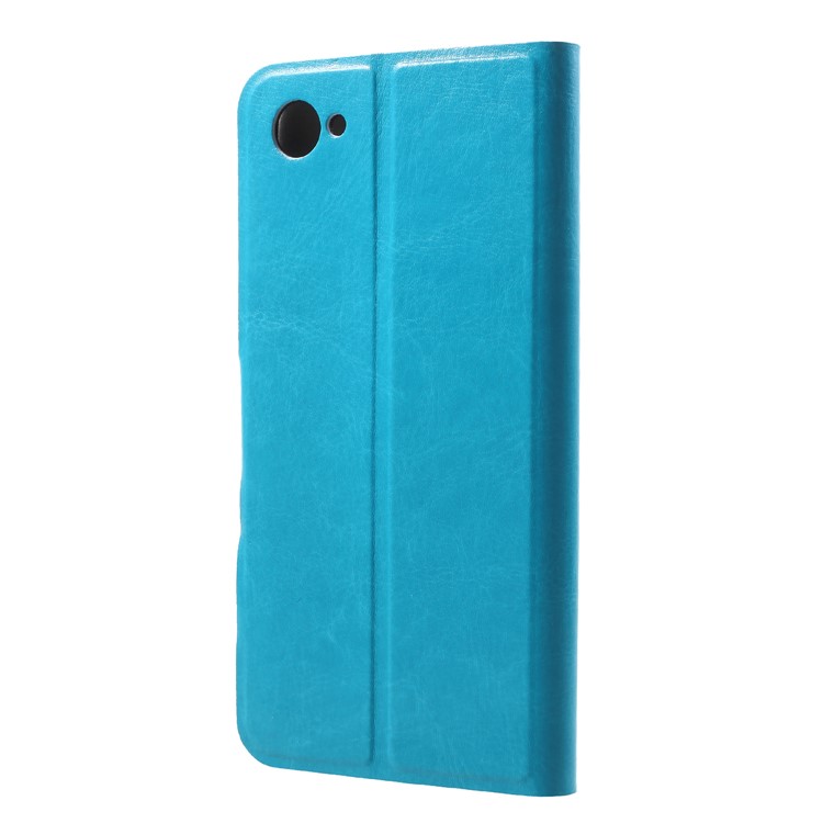 Crazy Horse Wallet Magnetic Stand Leather Shell (Built-in Steel Sheet) for HTC Desire 12 - Blue-2