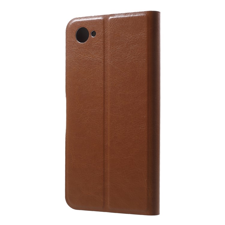 Crazy Horse Wallet Magnetic Stand Leather Casing (Built-in Steel Sheet) for HTC Desire 12 - Brown-2