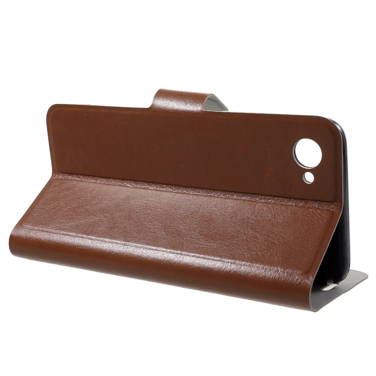 Crazy Horse Wallet Magnetic Stand Leather Casing (Built-in Steel Sheet) for HTC Desire 12 - Brown-4