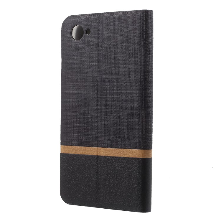Cross Pattern Leather Card Holder Phone Cover (Built-in Steel Sheet) for HTC Desire 12 - Black-2