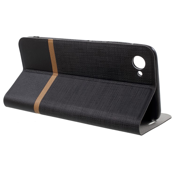 Cross Pattern Leather Card Holder Phone Cover (Built-in Steel Sheet) for HTC Desire 12 - Black-4