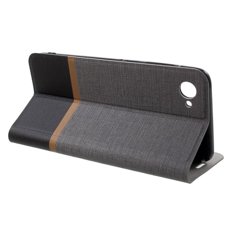 Cross Pattern Leather Card Holder Phone Case (Built-in Steel Sheet) for HTC Desire 12 - Grey-4