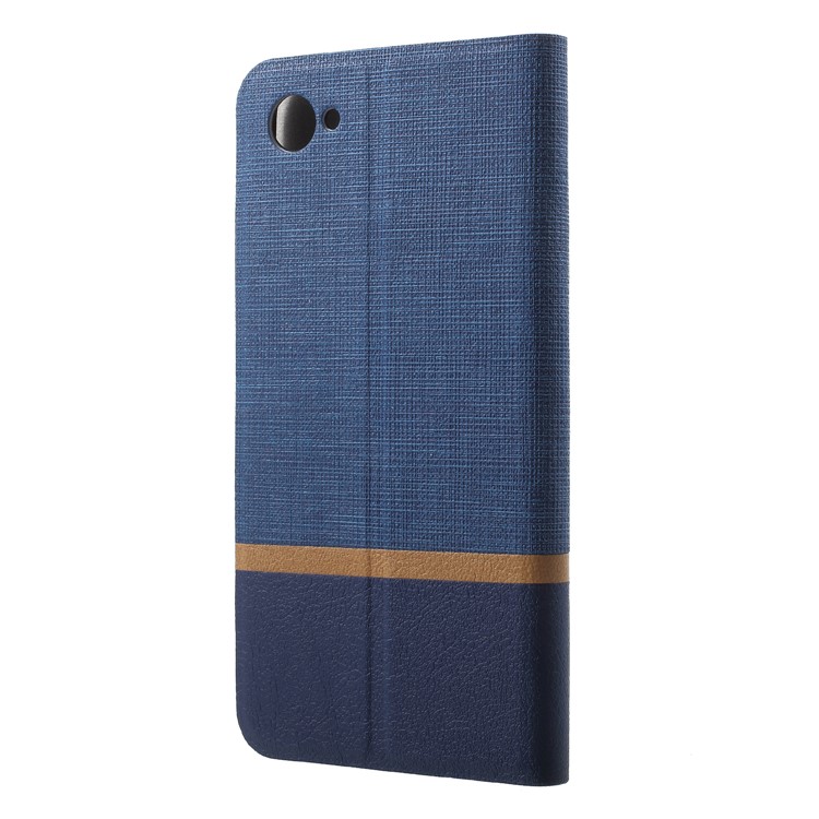 Cross Pattern Leather Card Slot Phone Shell (Built-in Steel Sheet) for HTC Desire 12 - Blue-2