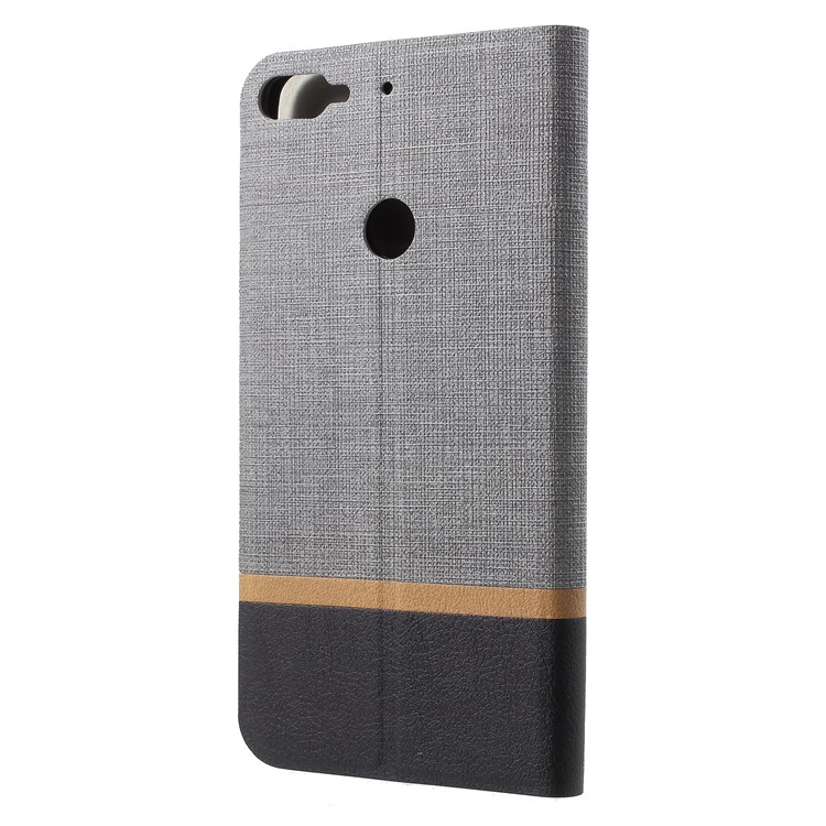Cross Texture PU Leather Phone Shell with Stand for HTC Desire 12+ / 12 Plus - Grey-3