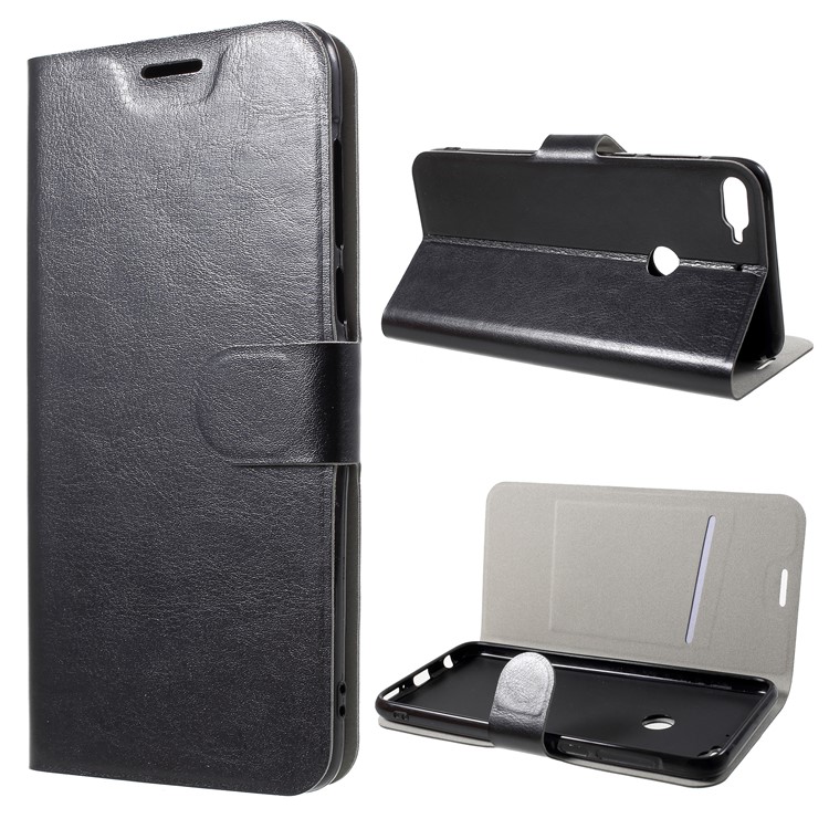 Crazy Horse Texture PU Leather Phone Case for HTC Desire 12+ / 12 Plus - Black-1