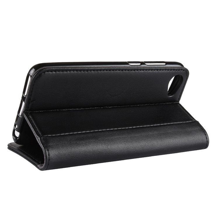 Genuine Split Leather Card Holder Stand Phone Cover for HTC Desire 12 - Black-7