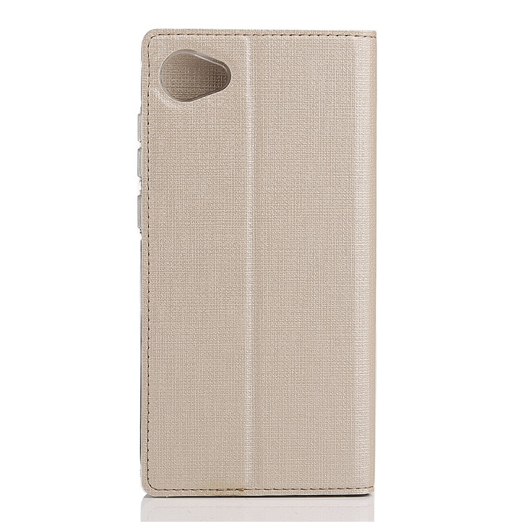 VILI DMX Cross Texture Leather Stand Card Holder Cover for HTC Desire 12 - Gold-3