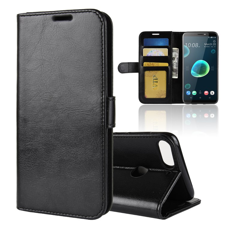 Crazy Horse Magnetic Stand Wallet Leather Mobile Phone Shell for HTC Desire 12+ / Desire 12 Plus - Black-1