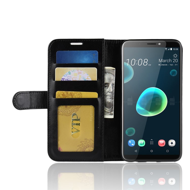 Crazy Horse Magnetic Stand Wallet Leather Mobile Phone Shell for HTC Desire 12+ / Desire 12 Plus - Black-6