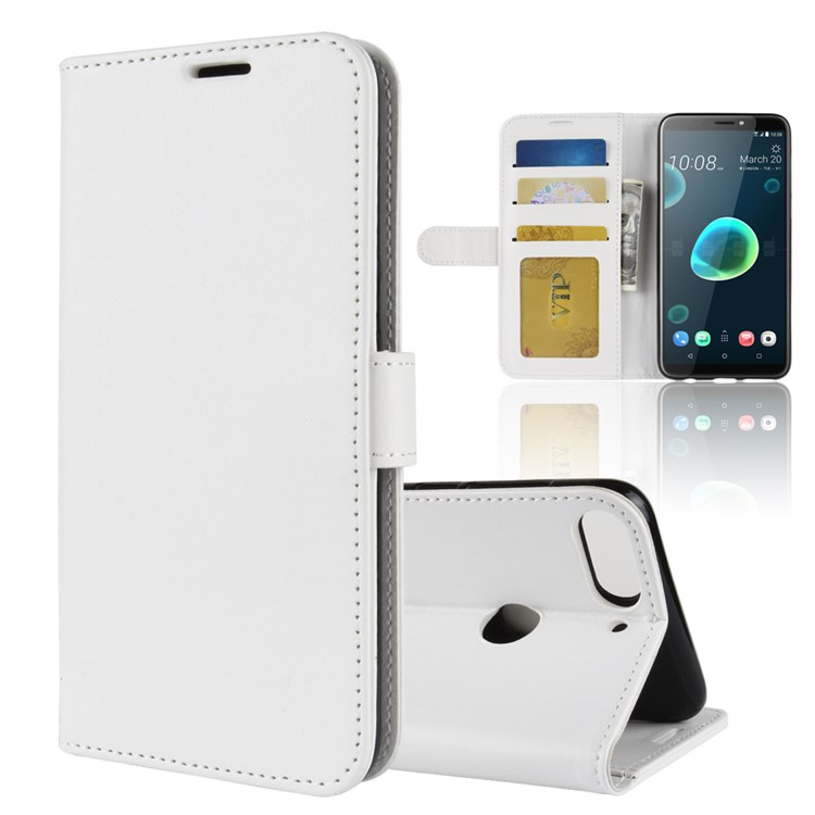 Crazy Horse Magnetic Stand Wallet Leather Mobile Phone Case for HTC Desire 12+ / Desire 12 Plus - White-1