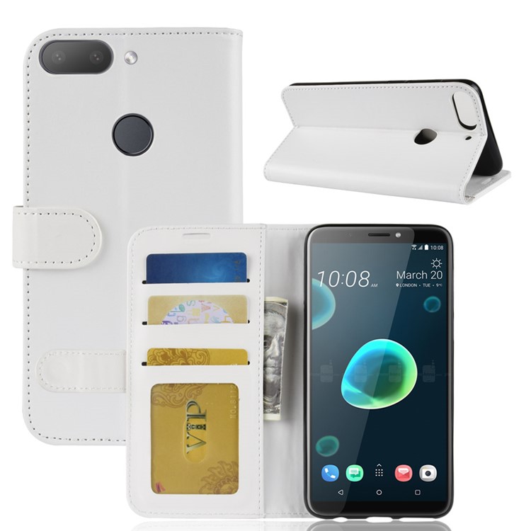 Crazy Horse Magnetic Stand Wallet Leather Mobile Phone Case for HTC Desire 12+ / Desire 12 Plus - White-3