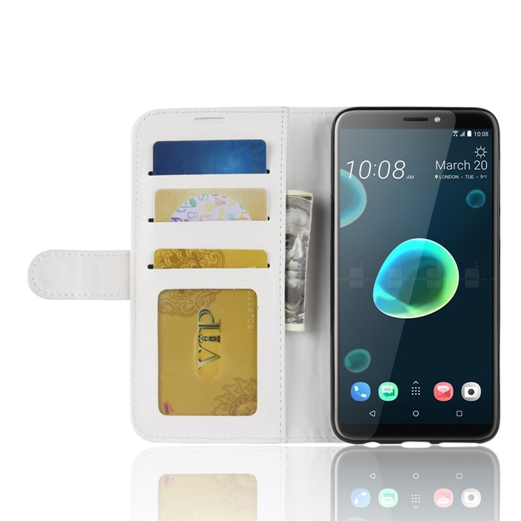 Crazy Horse Magnetic Stand Wallet Leather Mobile Phone Case for HTC Desire 12+ / Desire 12 Plus - White-11
