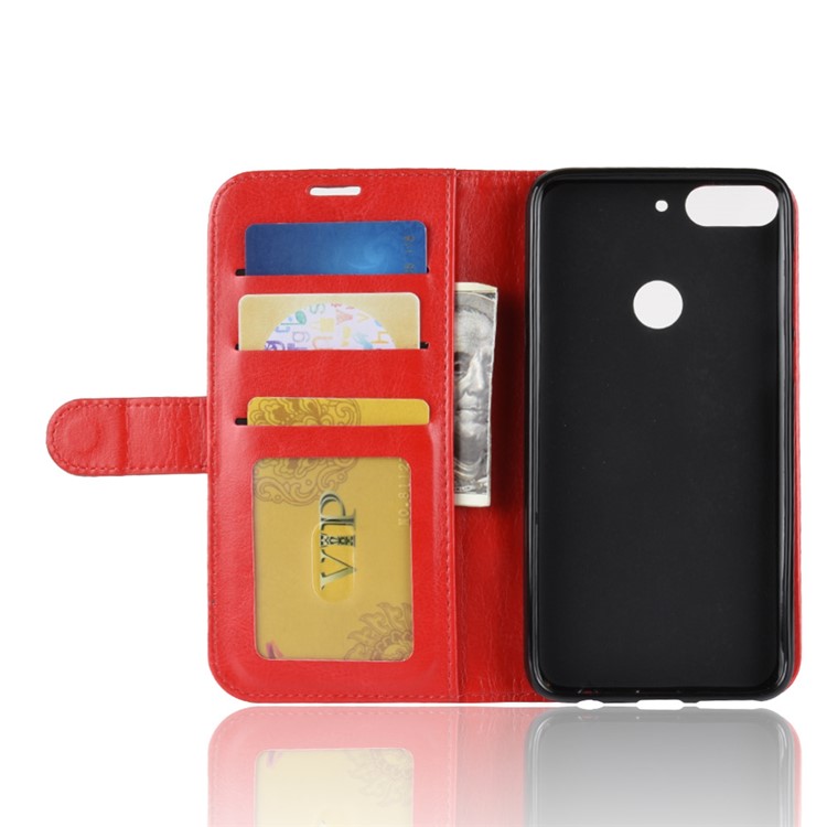 Crazy Horse Magnetic Stand Wallet Leather Mobile Phone Protection Cover for HTC Desire 12+ / Desire 12 Plus - Red-13