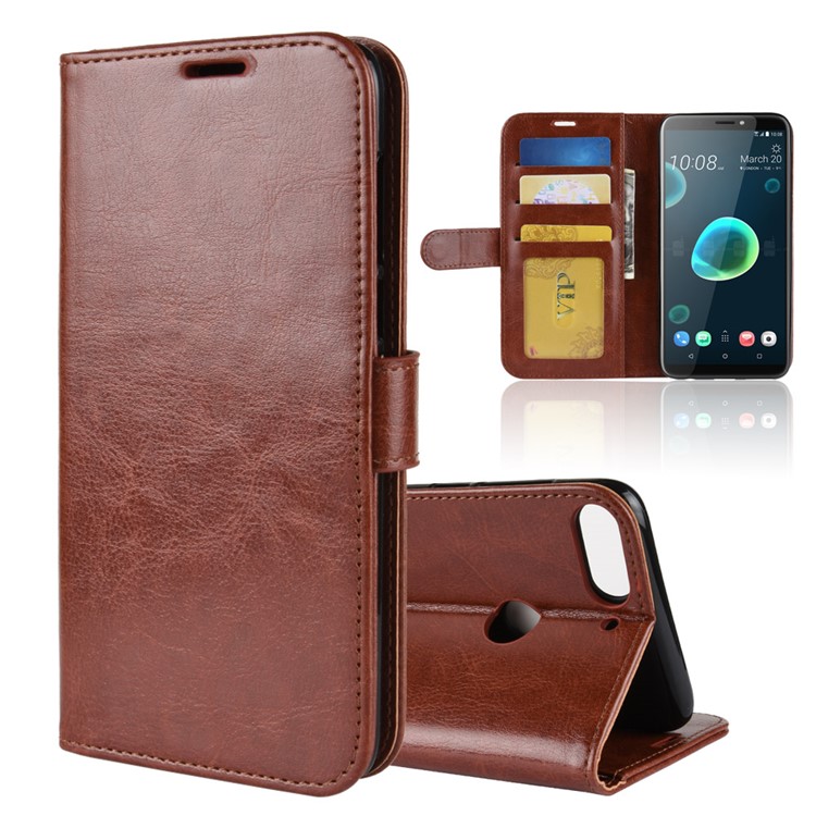 Crazy Horse Magnetic Stand Wallet Leather Phone Accessory Shell for HTC Desire 12+ / Desire 12 Plus - Brown-1