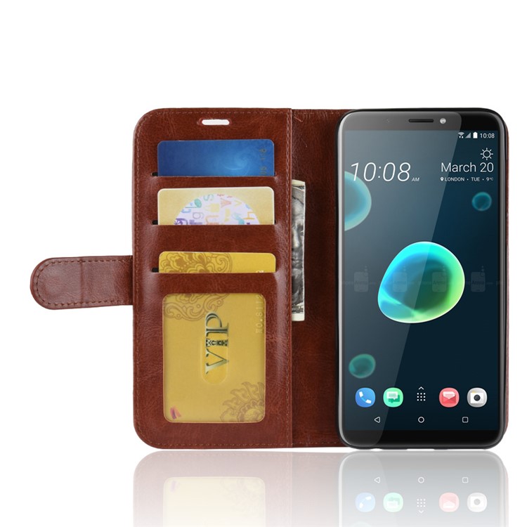Crazy Horse Magnetic Stand Wallet Leather Phone Accessory Shell for HTC Desire 12+ / Desire 12 Plus - Brown-9