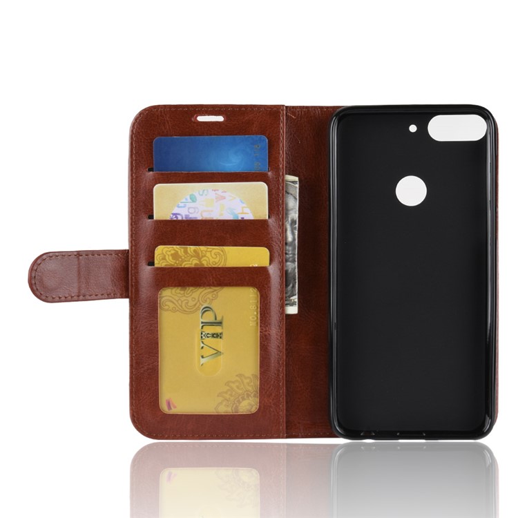 Crazy Horse Magnetic Stand Wallet Leather Phone Accessory Shell for HTC Desire 12+ / Desire 12 Plus - Brown-11