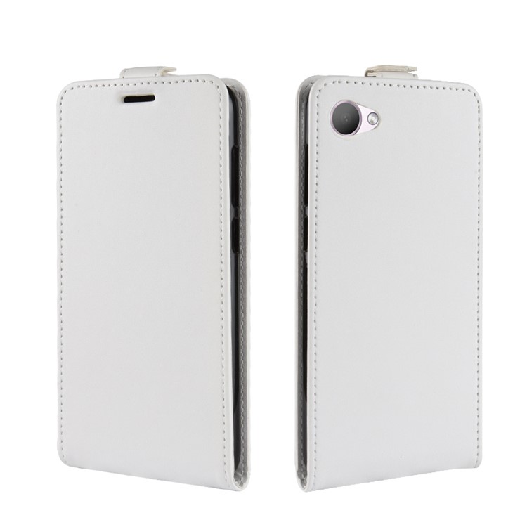 Crazy Horse Vertical Flip Leather Phone Cover with Card Holder for HTC Desire 12 - White-2