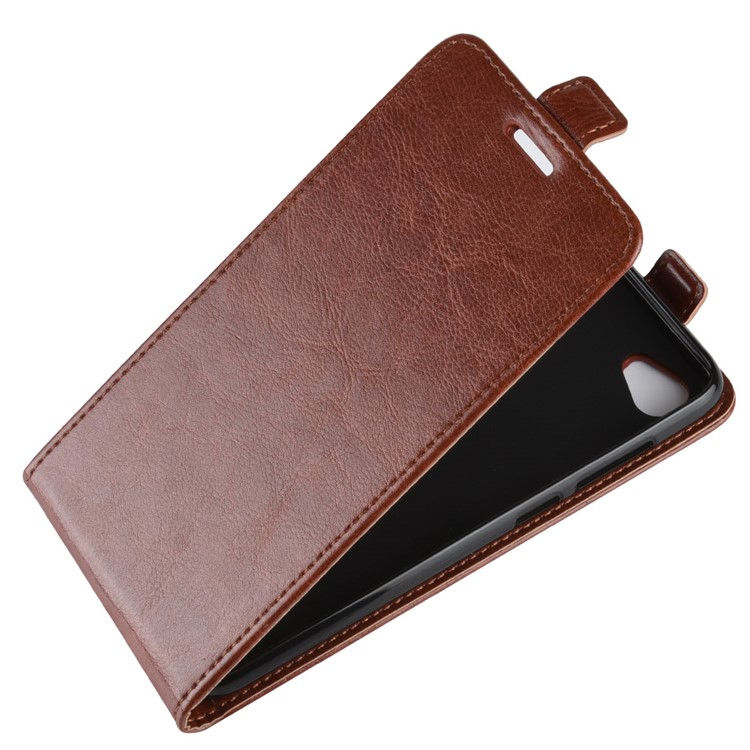 Crazy Horse Vertical Flip Leather Phone Accessory Casing with Card Holder for HTC Desire 12 - Brown-3