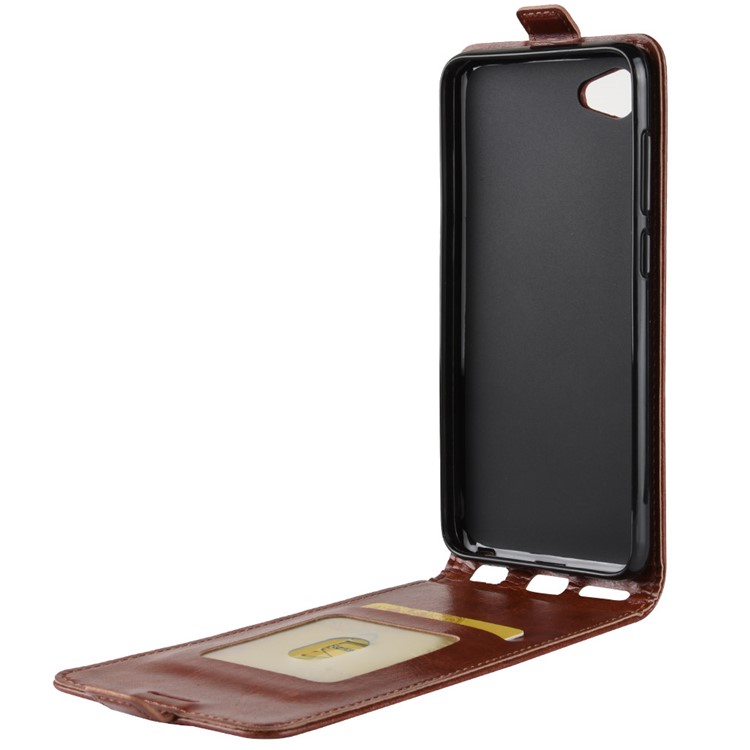 Crazy Horse Vertical Flip Leather Phone Accessory Casing with Card Holder for HTC Desire 12 - Brown-4