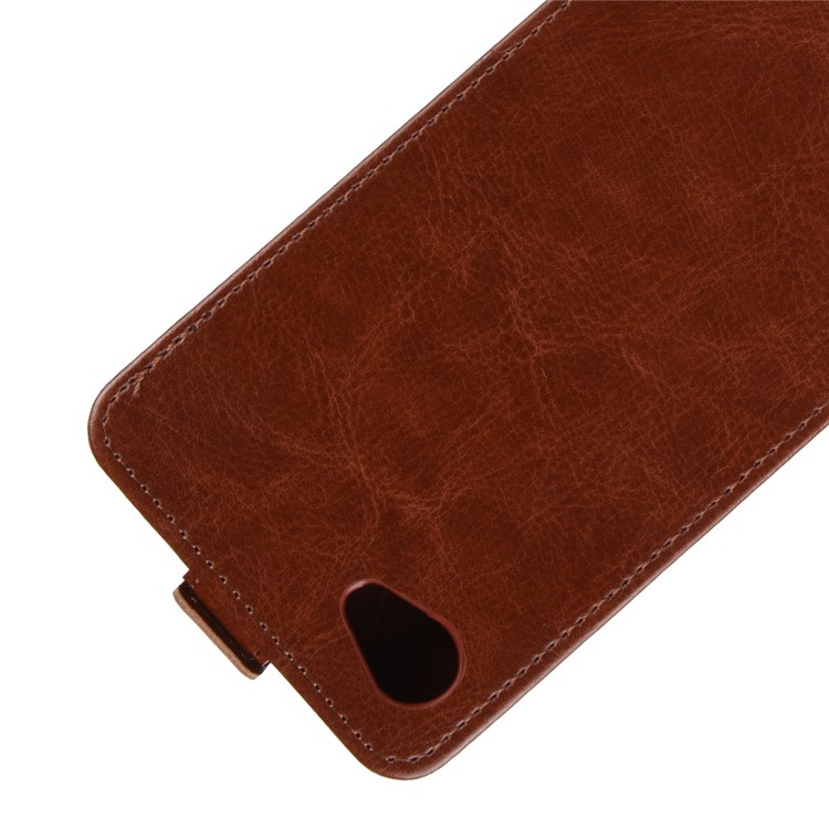 Crazy Horse Vertical Flip Leather Phone Accessory Casing with Card Holder for HTC Desire 12 - Brown-5