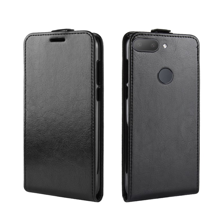Crazy Horse Vertical Flip Leather Phone Casing with Card Holder for HTC Desire 12+ / 12 Plus - Black-2