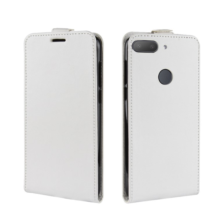 Crazy Horse Vertical Flip Leather Phone Casing Cover with Card Holder for HTC Desire 12+ / 12 Plus - White-2