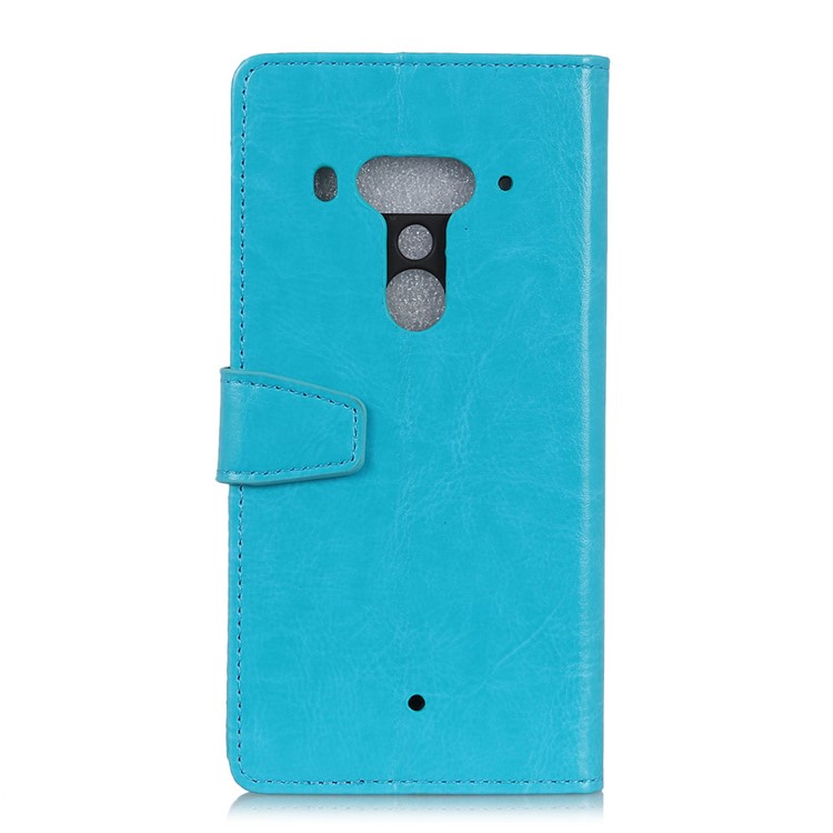 Crazy Horse Texture Wallet Stand Leather Flip Protector Shell for HTC U12+ - Blue-2