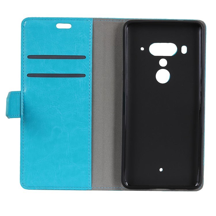 Crazy Horse Texture Wallet Stand Leather Flip Protector Shell for HTC U12+ - Blue-3