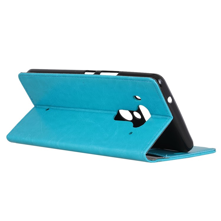 Crazy Horse Texture Wallet Stand Leather Flip Protector Shell for HTC U12+ - Blue-4