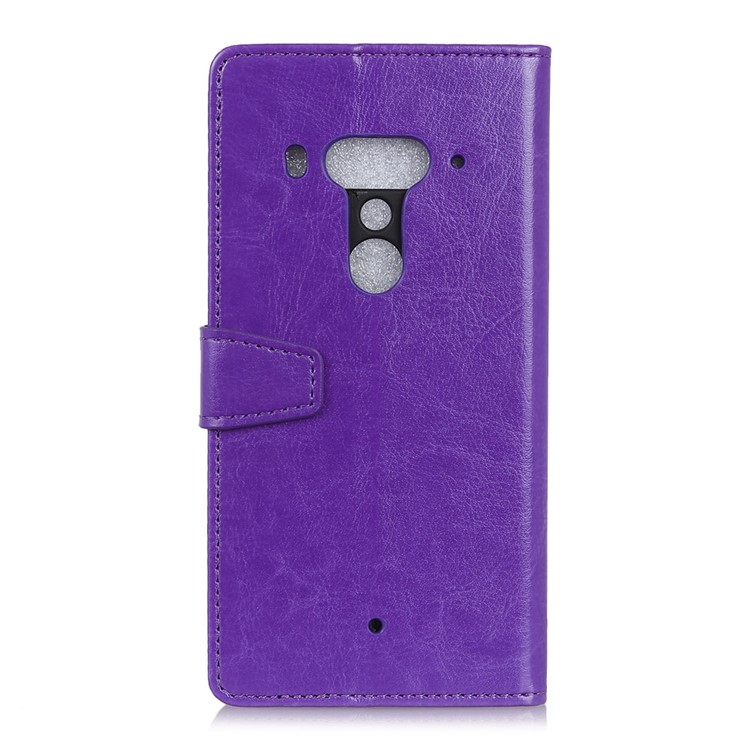 Crazy Horse Texture Wallet Stand PU Leather Case Cover for HTC U12+ - Purple-3