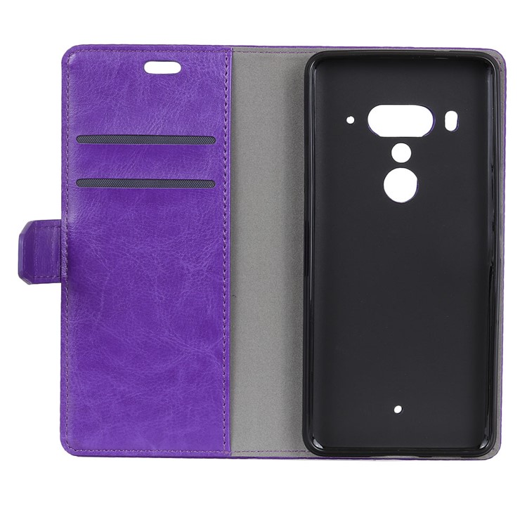 Crazy Horse Texture Wallet Stand PU Leather Case Cover for HTC U12+ - Purple-4