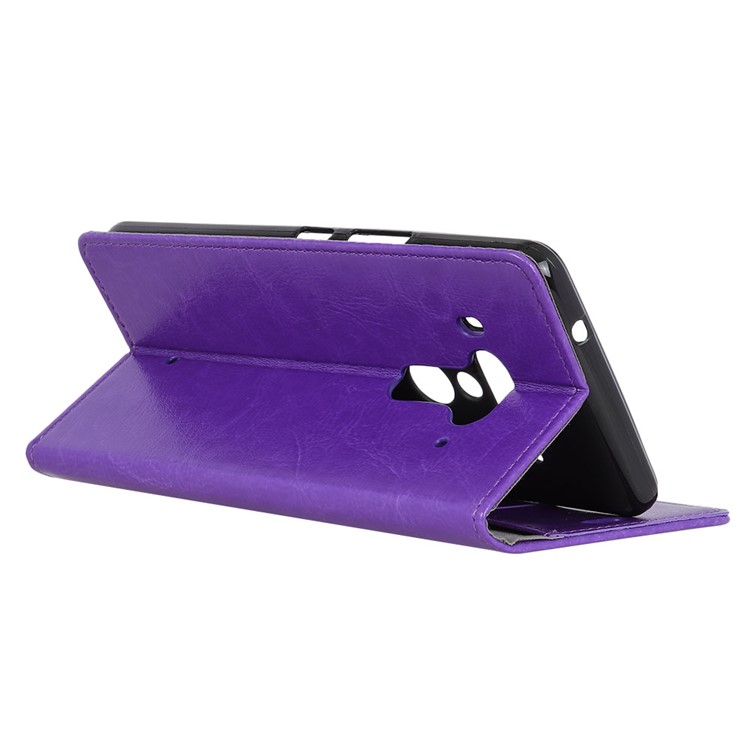 Crazy Horse Texture Wallet Stand PU Leather Case Cover for HTC U12+ - Purple-5
