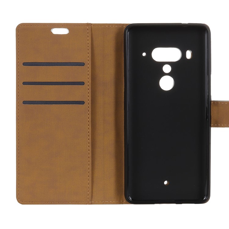 PU Leather Magnetic Wallet Cell Phone Cover with Stand for HTC U12+ - Black-7