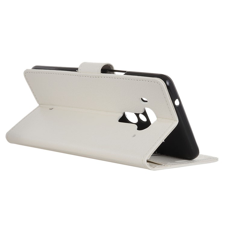 Litchi Texture Wallet Stand Magnetic Leather Cover for HTC U12+ - White-6