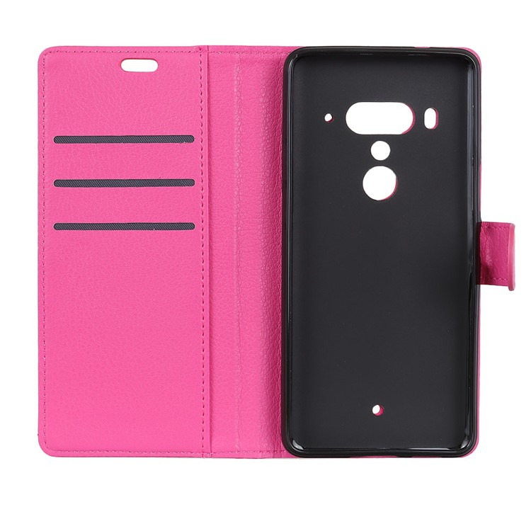 Litchi Texture Wallet Stand Magnetic Leather Shell for HTC U12+ - Rose-5