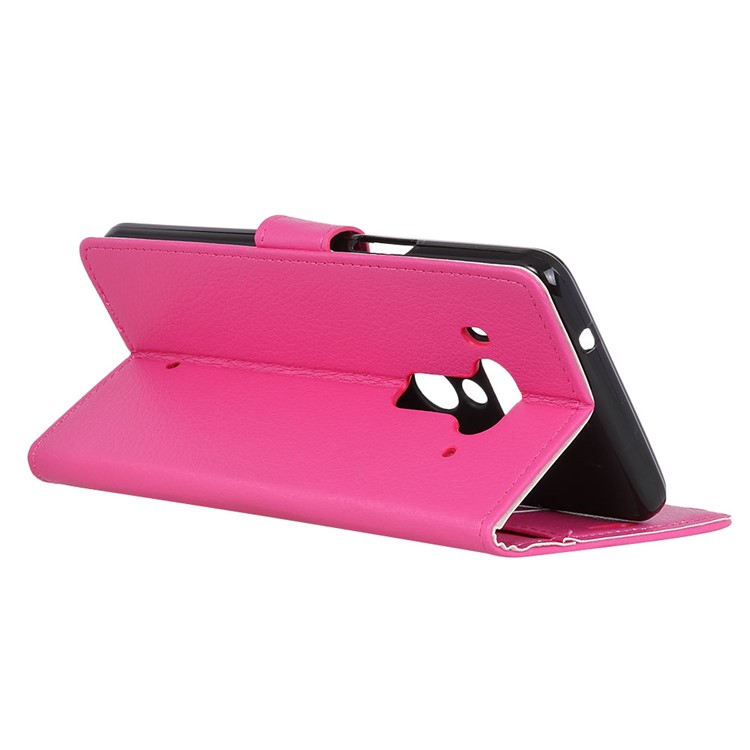 Litchi Texture Wallet Stand Magnetic Leather Shell for HTC U12+ - Rose-6