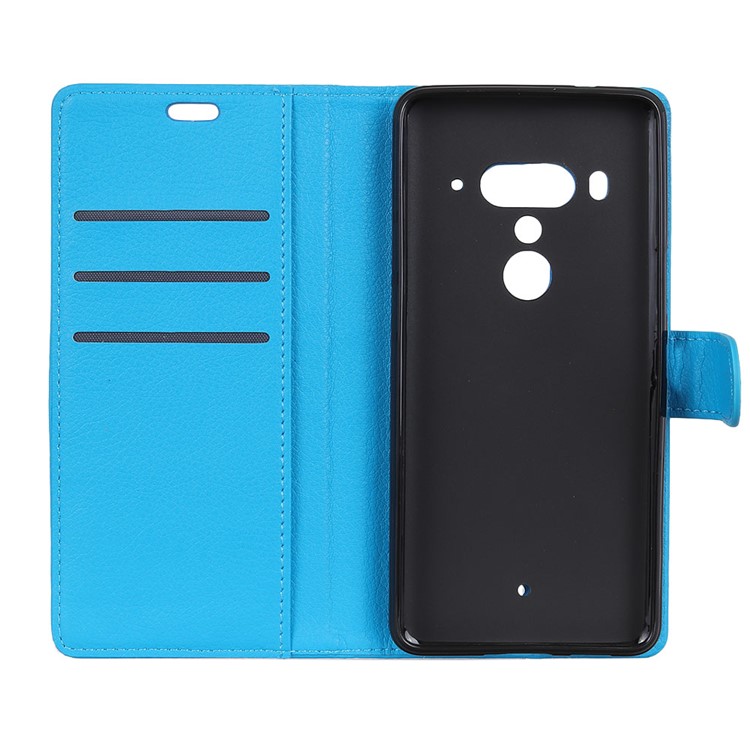 Litchi Texture Wallet Stand Magnetic Leather Casing for HTC U12+ - Blue-5