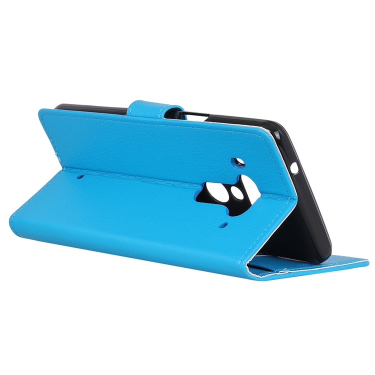 Litchi Texture Wallet Stand Magnetic Leather Casing for HTC U12+ - Blue-6