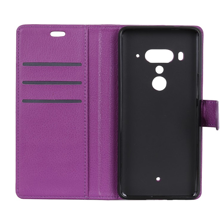 Litchi Texture Wallet Stand Magnetic Leather Mobile Phone Case for HTC U12 Plus - Purple-5