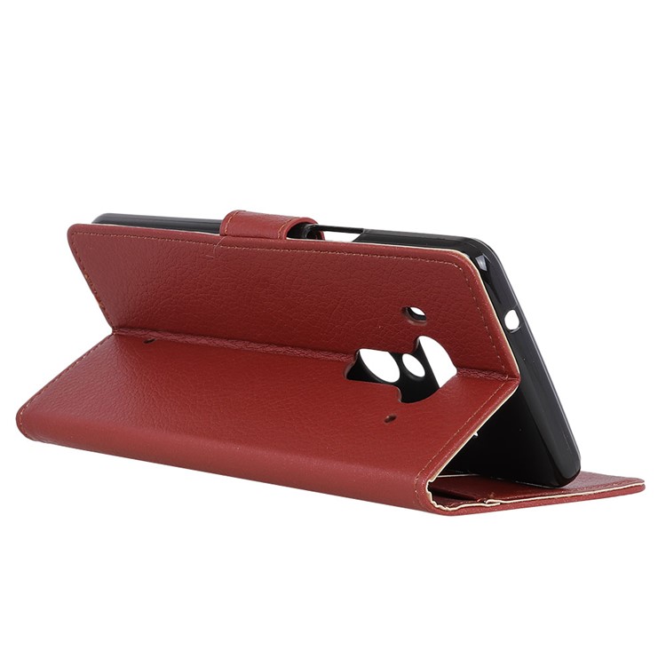 Litchi Texture Wallet Stand Magnetic Leather Cell Phone Case for HTC U12 Plus - Brown-6