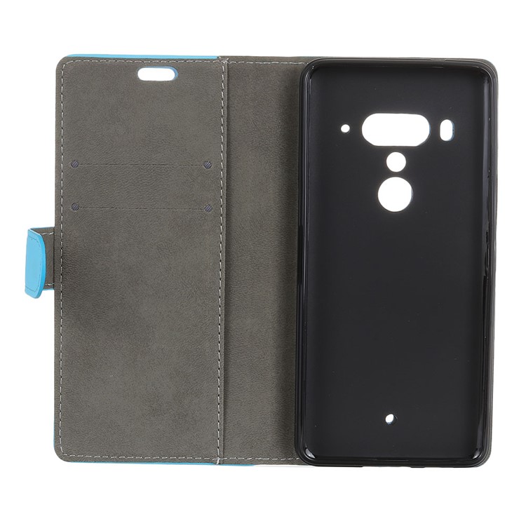 Wallet Leather Cell Phone Case for HTC U12+ - Blue-7