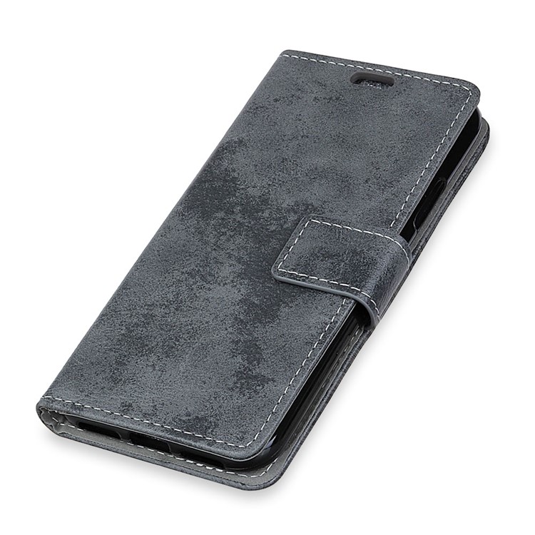 Vintage Style Leather Wallet Stand Case for HTC U12 Plus - Grey-3