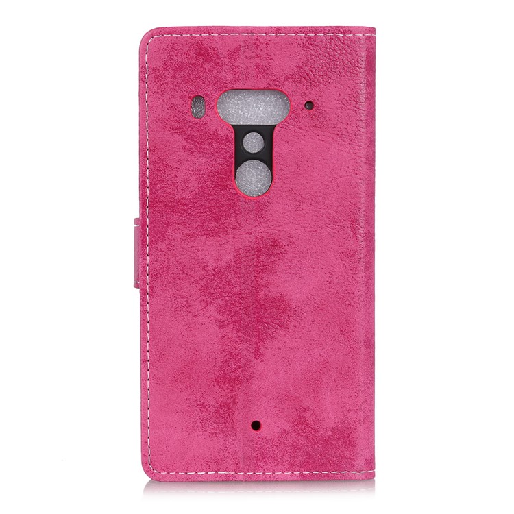 Vintage Style Leather Wallet Stand Cover for HTC U12 Plus - Rose-5