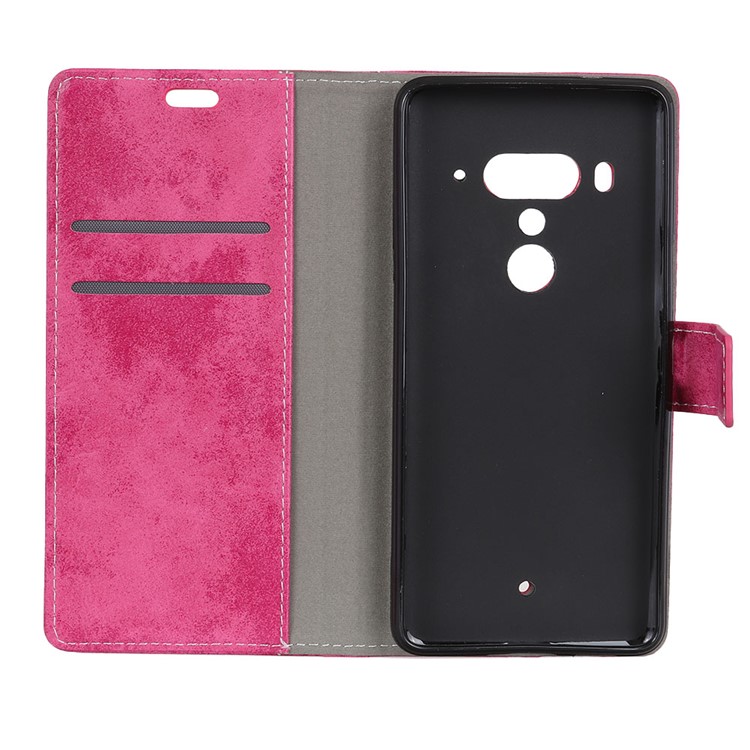 Vintage Style Leather Wallet Stand Cover for HTC U12 Plus - Rose-6