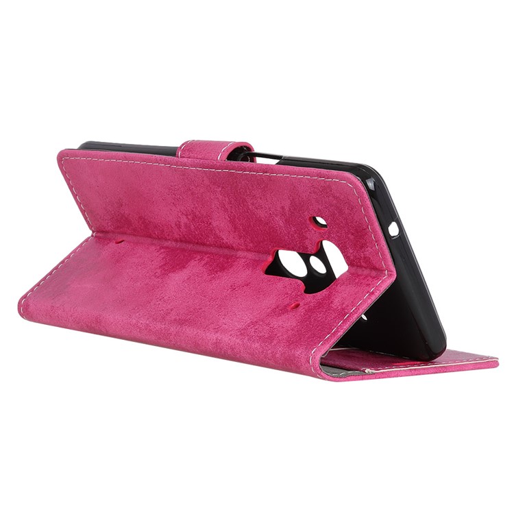 Vintage Style Leather Wallet Stand Cover for HTC U12 Plus - Rose-7