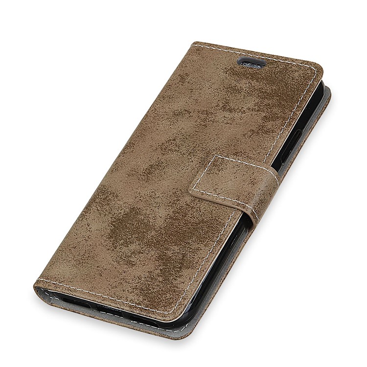 Vintage Style Leather Wallet Stand Phone Casing for HTC U12 Plus - Khaki-3