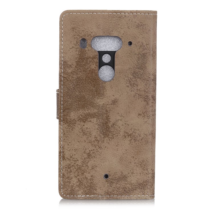Vintage Style Leather Wallet Stand Phone Casing for HTC U12 Plus - Khaki-5